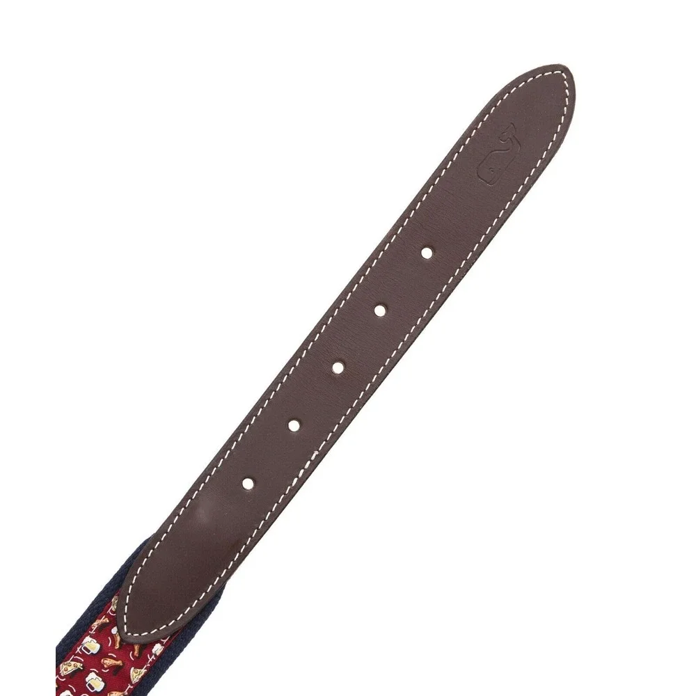 Vineyard Vines Pizza‎ Wings & Beer Canvas Club Belt Crimson Size 30 1A2118 603